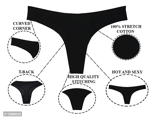 THE BLAZZE 1011 Women's Thong Low Rise Sexy Solid G-String Thong Bikini T-String Sexy Lingerie Panties Briefs-thumb4