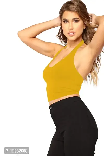 THE BLAZZE 1294 Sexy Women's Tank Crop Tops Bustier Bra Vest Crop Top Bralette Blouse Top for Womens (Medium, Yellow)