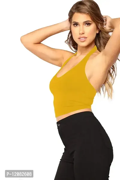 THE BLAZZE 1294 Sexy Women's Tank Crop Tops Bustier Bra Vest Crop Top Bralette Blouse Top for Womens (Medium, Yellow)-thumb0