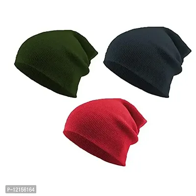THE BLAZZE 2015 Unisex Winter Caps Pack Of 3 (Pack Of 3, Green,White,pink)