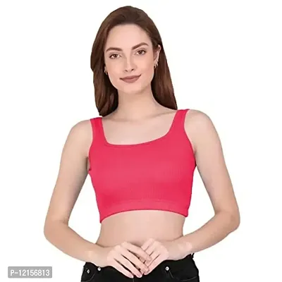 THE BLAZZE 1044 Women's Summer Basic Sexy Strappy Sleeveless Crop Top (X-Large, Dark Pink)