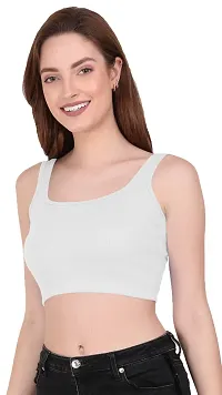 THE BLAZZE 1044 Sexy Women's Tank Crop Tops Bustier Bra Vest Crop Top Bralette Blouse Top for Women (Medium, White)-thumb2