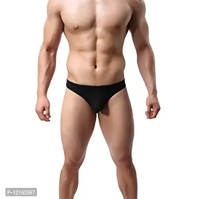 THE BLAZZE Men's Soft Low Rise G-String Underwear Sexy Mid Coverage Back Briefs (X-Large-(38""/95cm), Black)