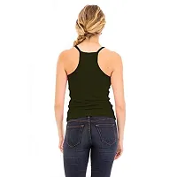 THE BLAZZE Women's Sleeveless Crop Tops Sexy Strappy Tees (L, Army Green)-thumb4