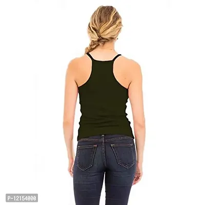 THE BLAZZE Women's Sleeveless Crop Tops Sexy Strappy Tees (L, Army Green)-thumb5