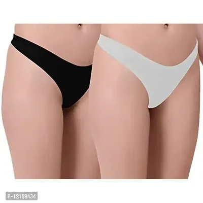 THE BLAZZE 1011 Women's Thong Low Rise Sexy Solid G-String Thong Bikini T-String Sexy Lingerie Panties Briefs(S,Combo_06)-thumb0
