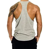 THE BLAZZE Men's Bodybuilding Gym Solid Color Tank Top Stringers (S, Grey)-thumb2