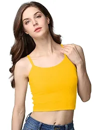 THE BLAZZE 1002 Women's Sleeveless Crop Tops Sexy Strappy Tees (Medium(32""-34""), H - Yellow)-thumb2