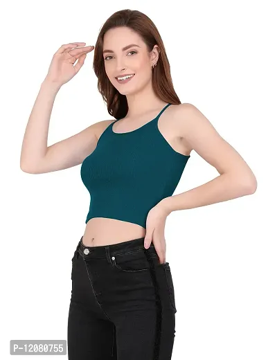 THE BLAZZE 1002 Women's Sleeveless Crop Tops Sexy Strappy Tees (Small(30""-32""), I - Royal Blue)-thumb5