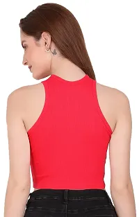 THE BLAZZE 1025 Women's Basic Sexy Solid Slim Fit Sleeveless Crop Top T-Shirt for Women-thumb3