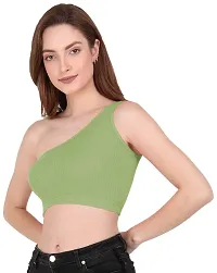 THE BLAZZE 1003 Women's Sleeveless Crop Tops Sexy Strappy Tees (S, Light Green)-thumb3