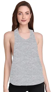 THE BLAZZE 1005 Women's Cotton Racerback Tank Top (X-Large(36?-38""), Grey)-thumb3