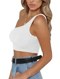 THE BLAZZE Women's Sleeveless Crop Tops Sexy Strappy Tees (L, Pink+White)-thumb3