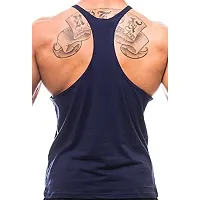 THE BLAZZE Men's Bodybuilding Gym Solid Color Tank Top Stringers (Large, Navy)-thumb1