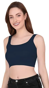 THE BLAZZE 1044 Women's Summer Basic Sexy Strappy Sleeveless Crop Tops (X-Large, Navy)-thumb3