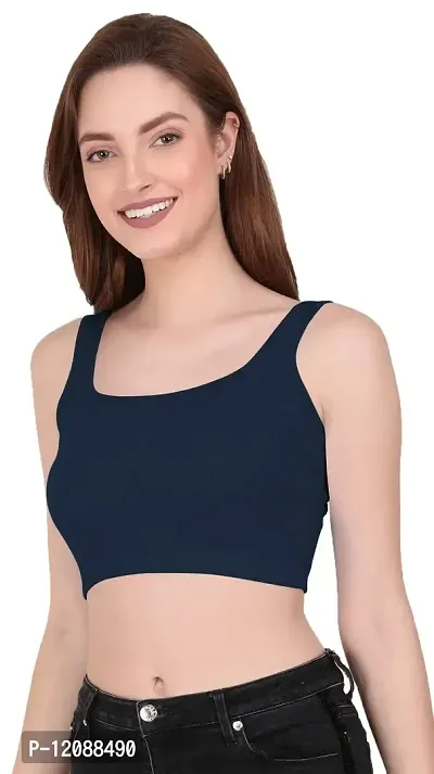 THE BLAZZE 1044 Women's Summer Basic Sexy Strappy Sleeveless Crop Tops (X-Large, Navy)-thumb4