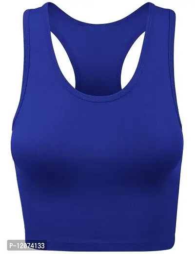 THE BLAZZE Women's Sleeveless Crop Tops Sexy Strappy Tees (Large, Royal Blue)-thumb0