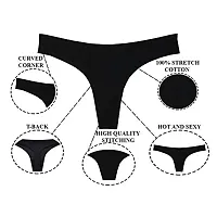 THE BLAZZE 1011 Women's Thong Low Rise Sexy Solid G-String Thong Bikini T-String Sexy Lingerie Panties Briefs(S,Combo_04)-thumb3