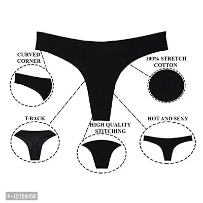THE BLAZZE 1011 Women's Thong Low Rise Sexy Solid G-String Thong Bikini T-String Sexy Lingerie Panties Briefs(S,Combo_04)-thumb4