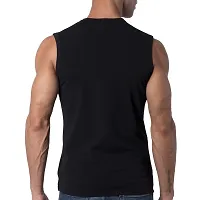 THE BLAZZE Mens Slim Fit Crew Neck Sleeveless T-Shirt (Large, Black)-thumb3