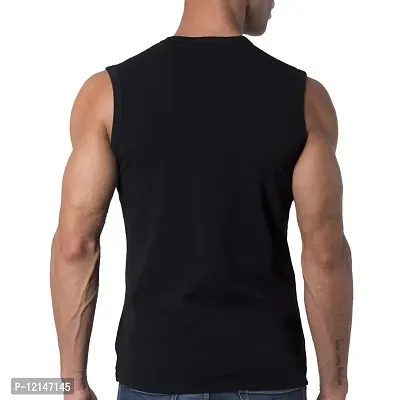 THE BLAZZE Mens Slim Fit Crew Neck Sleeveless T-Shirt (Large, Black)-thumb4