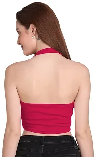 THE BLAZZE 1294 Halter Neck Crop Top for Women (X-Large, Dark Pink)-thumb1