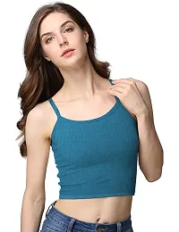 THE BLAZZE Women's Summer Basic Sexy Strappy Sleeveless Racerback Camisole Crop Top-thumb2
