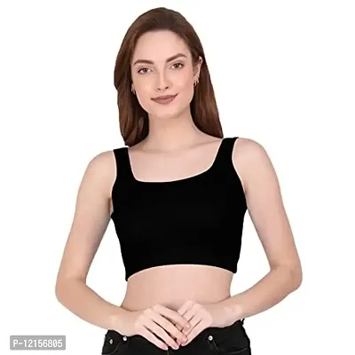 THE BLAZZE 1044 Women's Summer Basic Sexy Strappy Sleeveless Crop Top (X-Large, Black)-thumb1