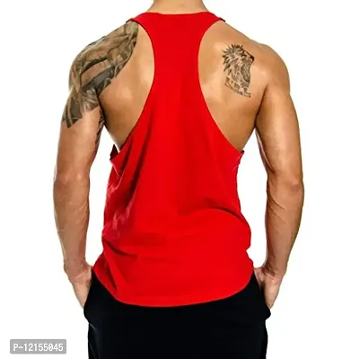 THE BLAZZE 0016 Men's Sleeveless T-Shirt Gym Tank Gym Tank Stringer Tank Tops Gym Vest Muscle Tee Gym Vest Vests Men Vest for Men T-Shirt for Men's (Large(38?-40), B - Red)-thumb2