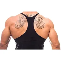 THE BLAZZE Men's Bodybuilding Gym Solid Color Tank Top Stringers (Medium, Black)-thumb1