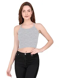 THE BLAZZE 1002 Women's Sleeveless Crop Tops Sexy Strappy Tees (Medium(32"-34"), J - Grey)-thumb2