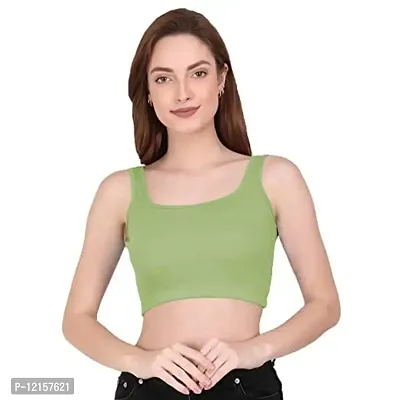 THE BLAZZE 1044 Women's Summer Basic Sexy Strappy Sleeveless Crop Top's (Large, Light Green)