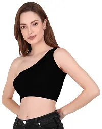 THE BLAZZE Women's Sleeveless Crop Tops Sexy Strappy Tees (L, Black)-thumb3