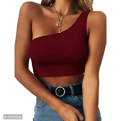 THE BLAZZE Women's Sleeveless Crop Tops Sexy Strappy Tees (XL, Green+Wine Red)-thumb3