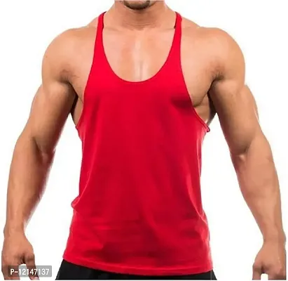 THE BLAZZE Men's Bodybuilding Gym Solid Color Tank Top Stringers (XX-Large, Red)