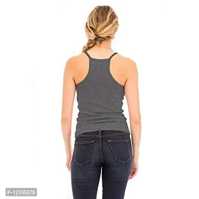 THE BLAZZE Women's Sleeveless Crop Tops Sexy Strappy Tees (L, Dark Grey)-thumb4