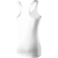 THE BLAZZE Women's Rib Racerback Tank Top (S, White)-thumb1