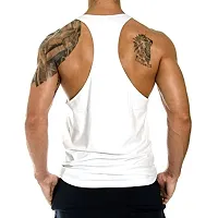 THE BLAZZE 0016 Men's Sleeveless T-Shirt Gym Tank Gym Tank Stringer Tank Tops Gym Vest Muscle Tee Gym Vest Vests Men Vest for Men T-Shirt for Men's (Small(34-36), J - White)-thumb1