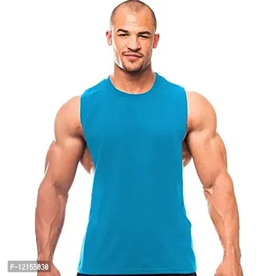 THE BLAZZE Men's Gym Tank Gym Stringer Gym Tank Stringer Bodybuilding Tank Tops Gym Vest Muscle Tee for Men (Small(36”/90cm - Chest), Turquoises Blue)