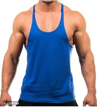 THE BLAZZE Men's Bodybuilding Gym Solid Color Tank Top Stringers (Small, Royal Blue)