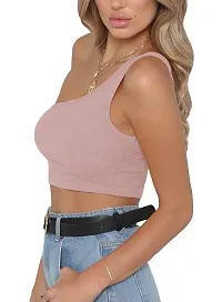 THE BLAZZE Women's Sleeveless Crop Tops Sexy Strappy Tees (L, Green+Pink)-thumb3