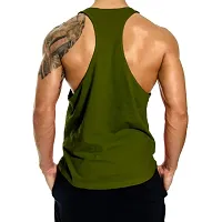 THE BLAZZE 0016 Men's Sleeveless T-Shirt Gym Tank Gym Tank Stringer Tank Tops Gym Vest Muscle Tee Gym Vest Vests Men Vest for Men T-Shirt for Men's (Medium(36-38), E - Army Green)-thumb1