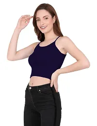 THE BLAZZE 1002 Women's Summer Basic Sexy Strappy Sleeveless Racerback Camisole Crop Top (Large(34”-36"), Q - Navy)-thumb3