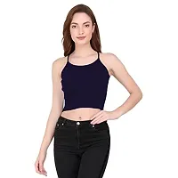 THE BLAZZE 1002 Women's Sleeveless Crop Tops Sexy Strappy Tees (X-Large(36?-38""), S - Navy)-thumb2