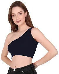 THE BLAZZE Women's Sleeveless Crop Tops Sexy Strappy Tee (S, Navy)-thumb2