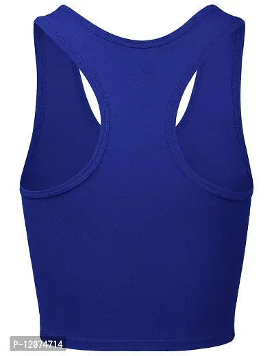 THE BLAZZE Women's Sleeveless Crop Tops Sexy Strappy Tees (XX-Large, Royal Blue)-thumb3