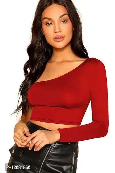 THE BLAZZE 1501 Crop Top for Women (Medium, Red)-thumb2