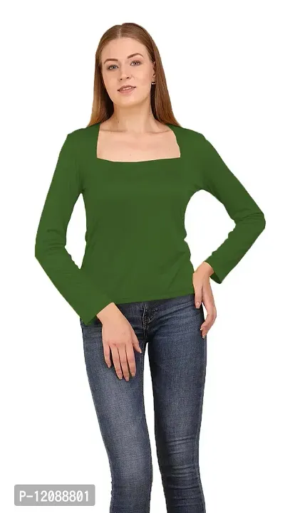 THE BLAZZE 1414 Women's Stylish Western Square Neck Full Sleeves Women's Top (M, Color_05)-thumb3