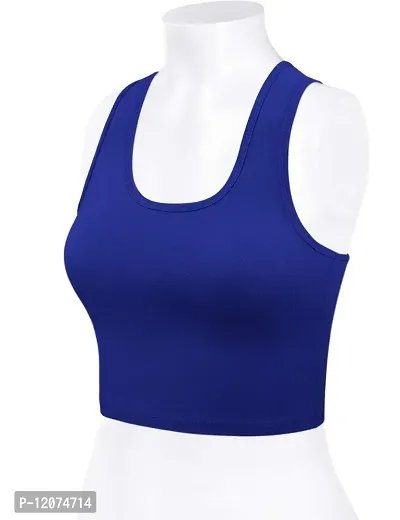 THE BLAZZE Women's Sleeveless Crop Tops Sexy Strappy Tees (XX-Large, Royal Blue)-thumb4