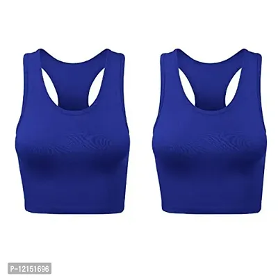 THE BLAZZE Women's Cotton Racerback Basic Crop Tank Tops (Small, Royal Blue Royal Blue)